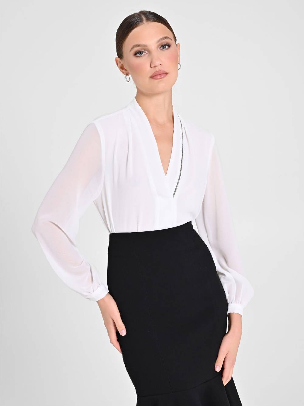 Rinascimento Blusa Bianca dettaglio Strass Offerta Giorno del Papà