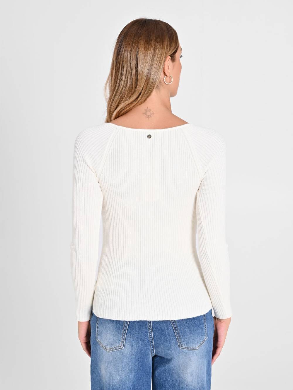 Rinascimento Maglia Bianca con Scollo a Cuore Vendita calda