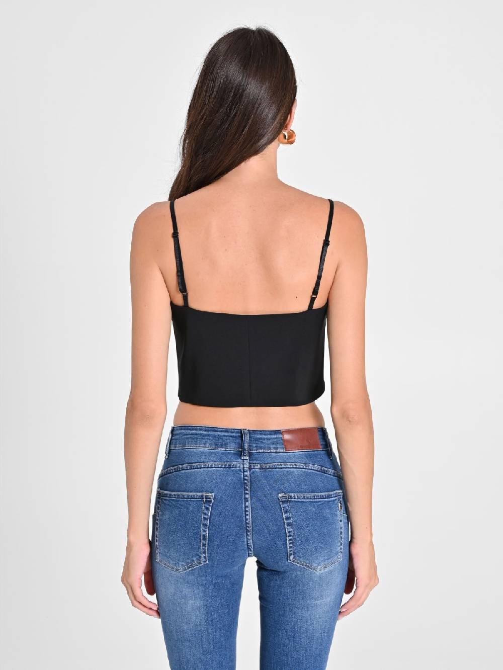 Rinascimento Crop Top Nero con Scollo a Cuore Comprane uno, ottenene uno gratis