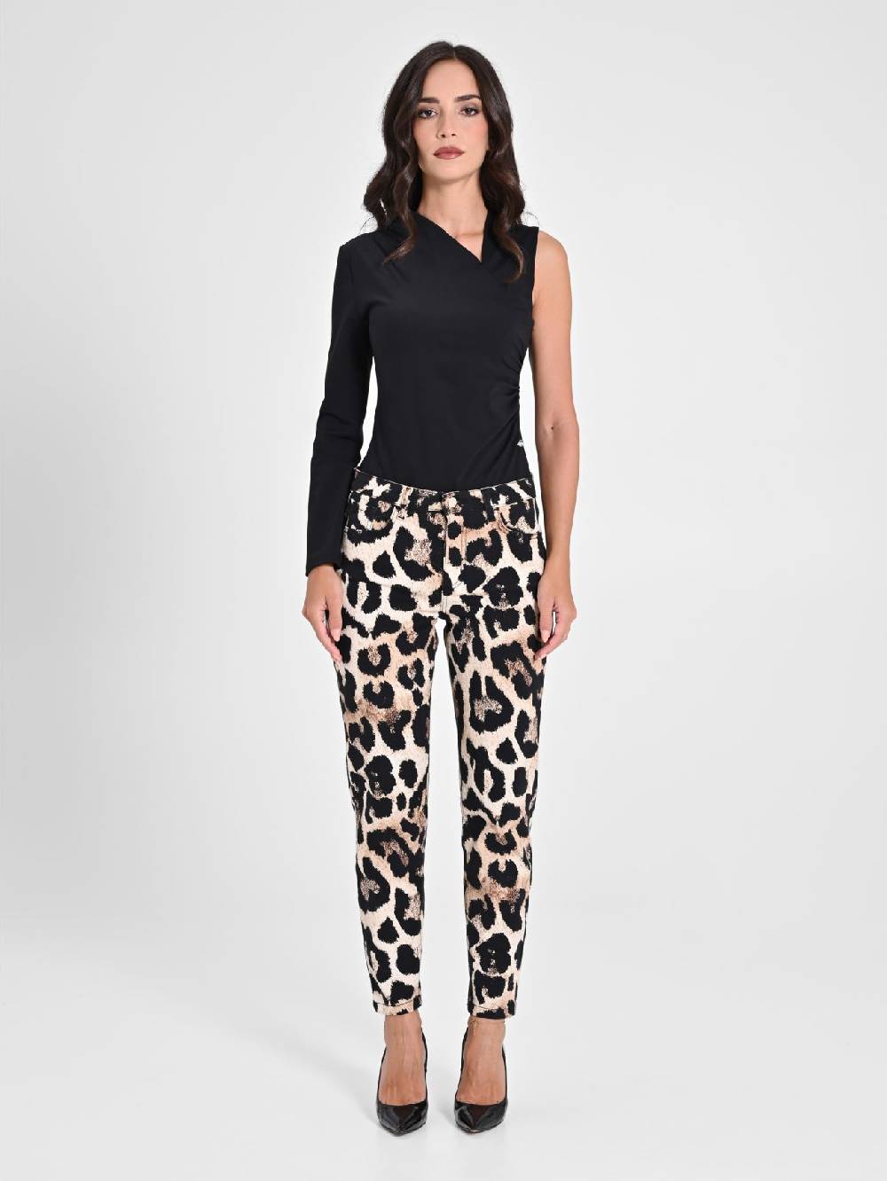 Rinascimento Pantaloni Denim Skinny Stampa Animalier Pezzi Unici