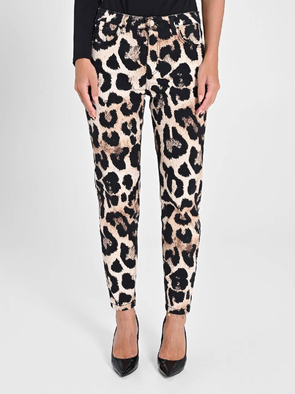Rinascimento Pantaloni Denim Skinny Stampa Animalier Pezzi Unici