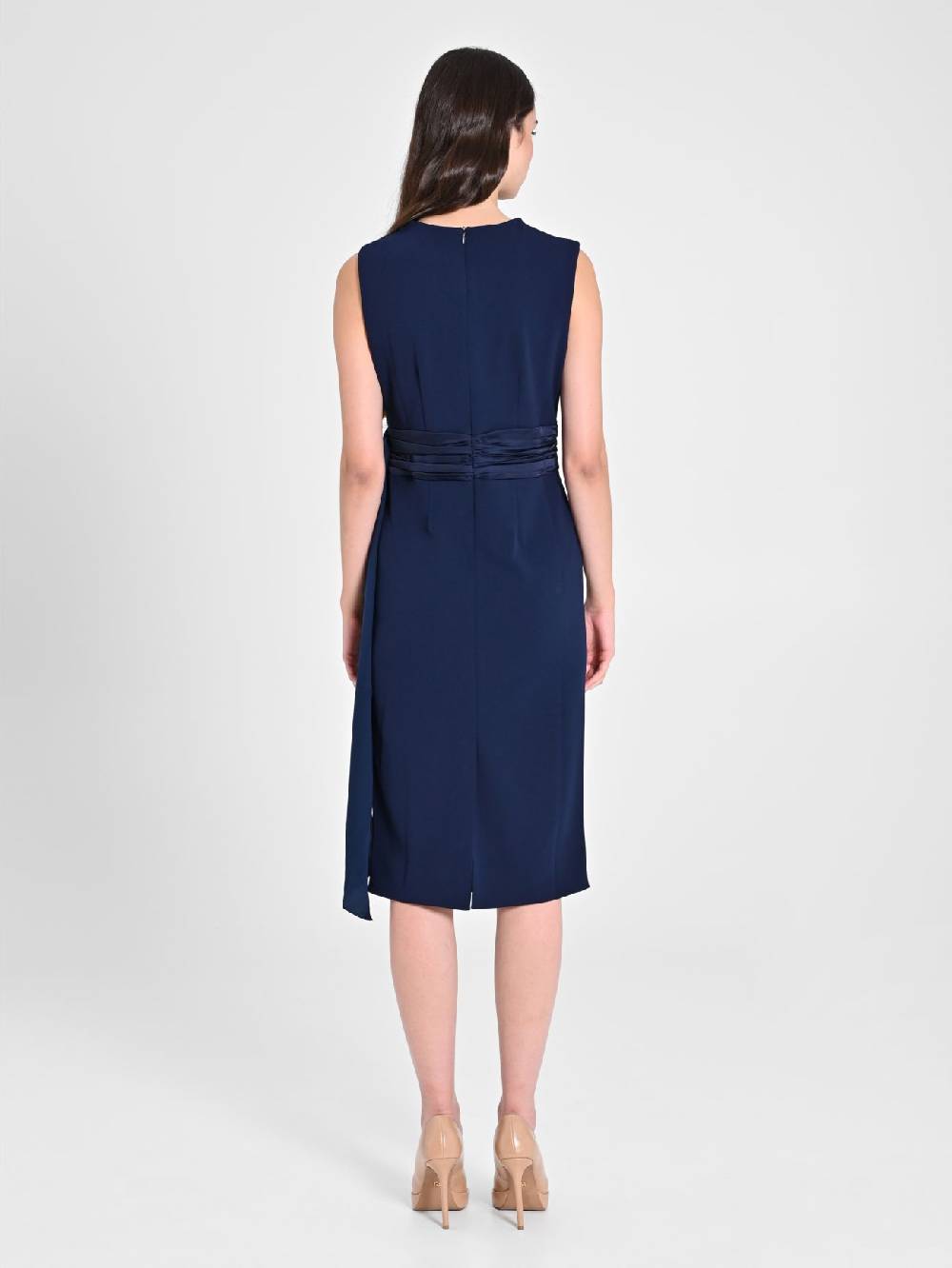 Rinascimento Tubino in Scuba mano Crepe Blu Donna Qualità Garantita
