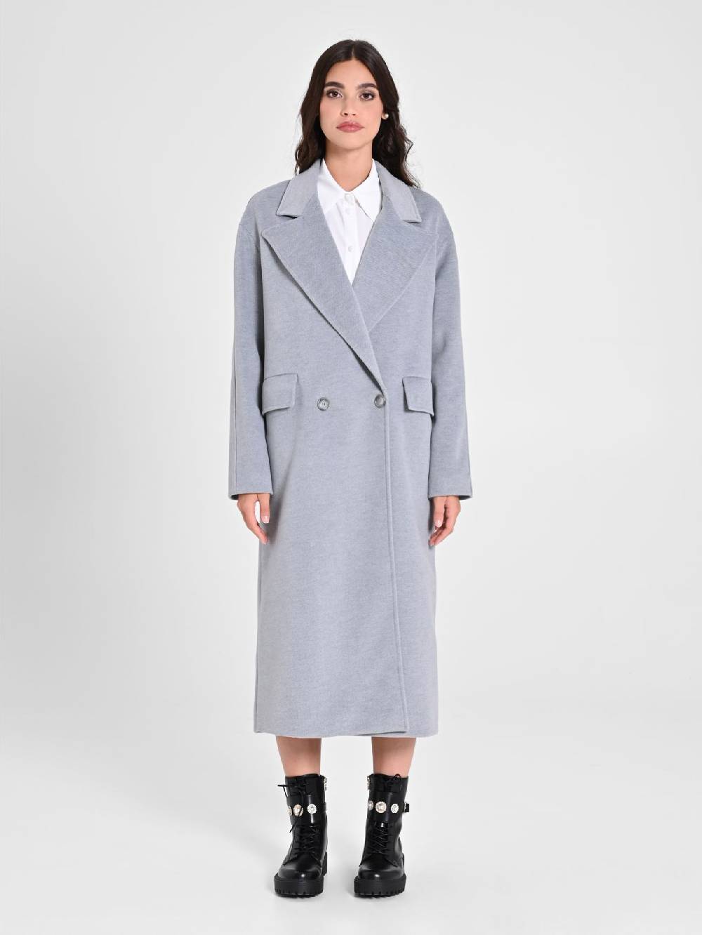 Rinascimento Maxi Cappotto Grigio Moda