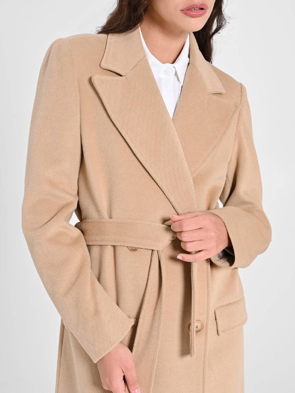 Rinascimento Maxi Cappotto Cammello con Cintura Negozio online di fabbrica
