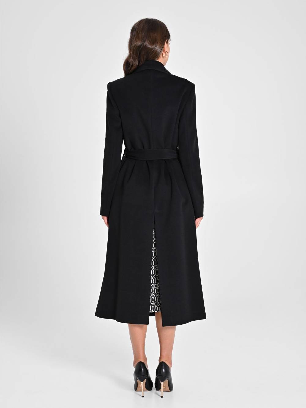 Rinascimento Maxi Cappotto Nero con Cintura Prezzo di fabbrica