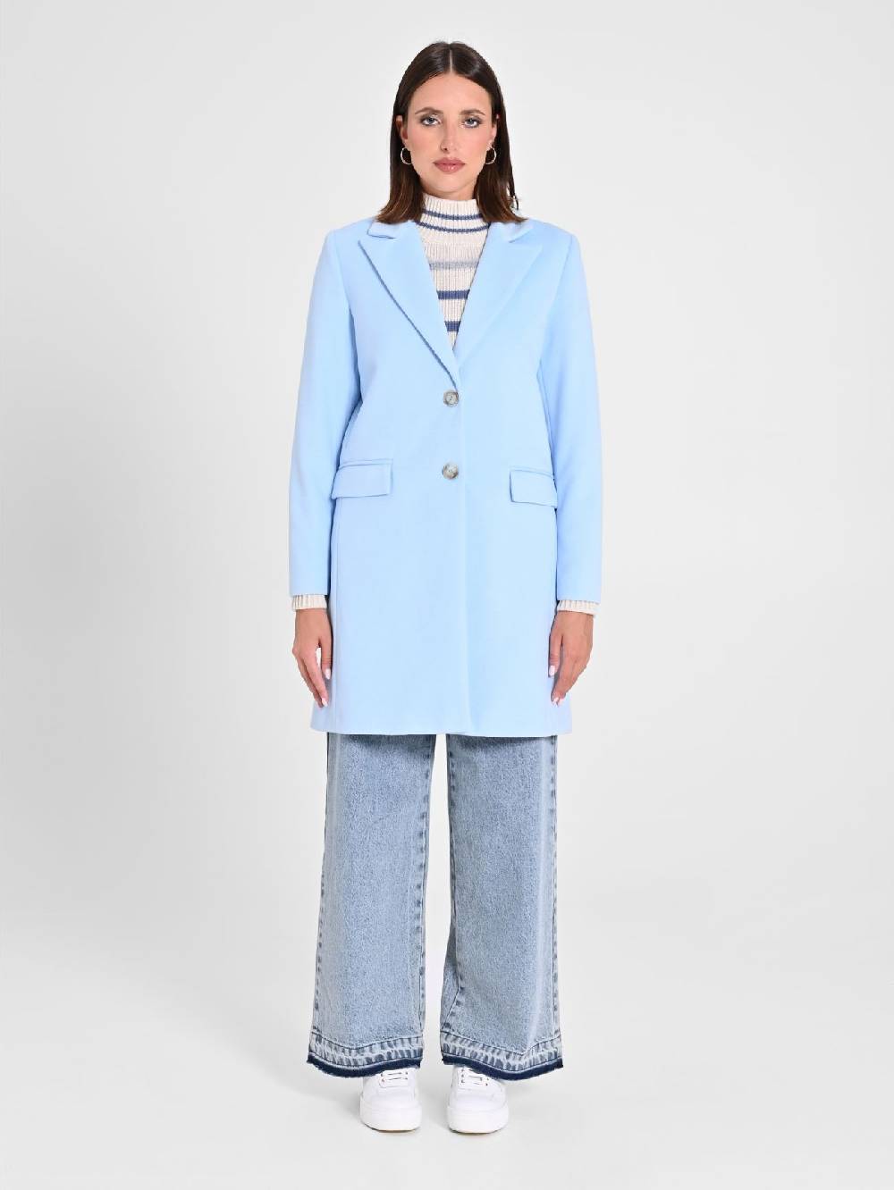 Rinascimento Cappotto Medio Azzurro Grande vendita