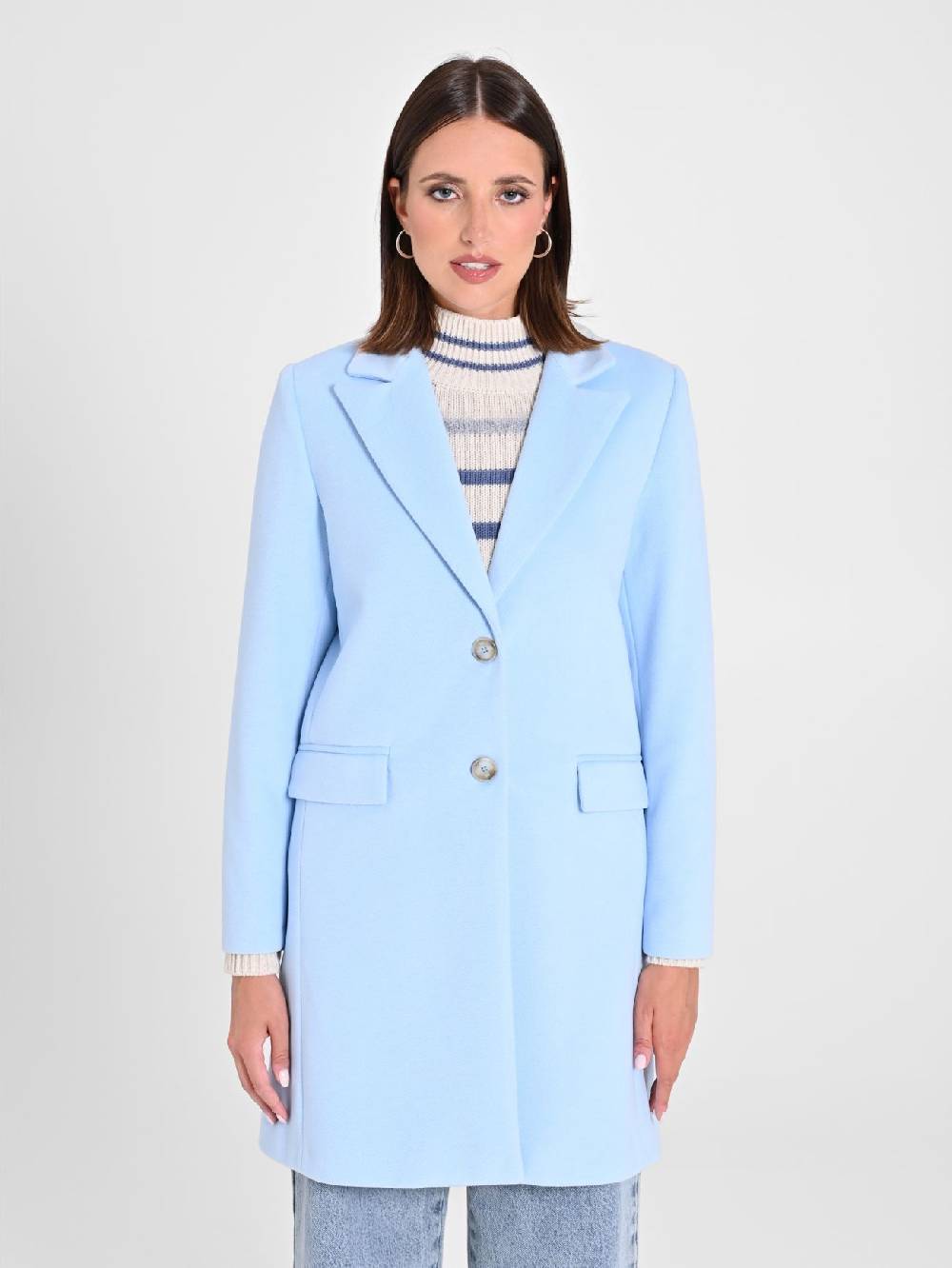 Rinascimento Cappotto Medio Azzurro Grande vendita