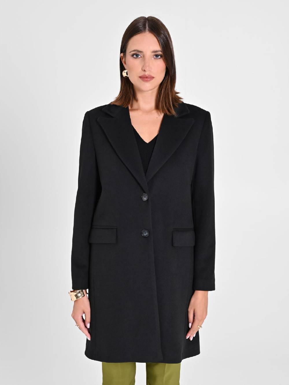Rinascimento Cappotto Medio Nero Flash Sale