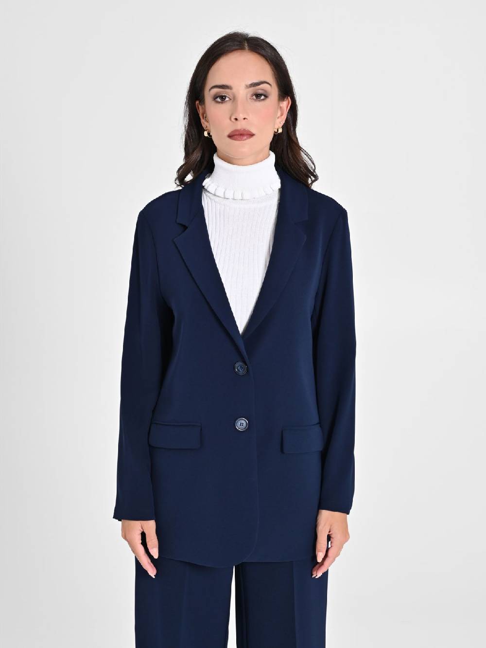 Rinascimento Giacca Blu in Crepe Offerta esclusiva