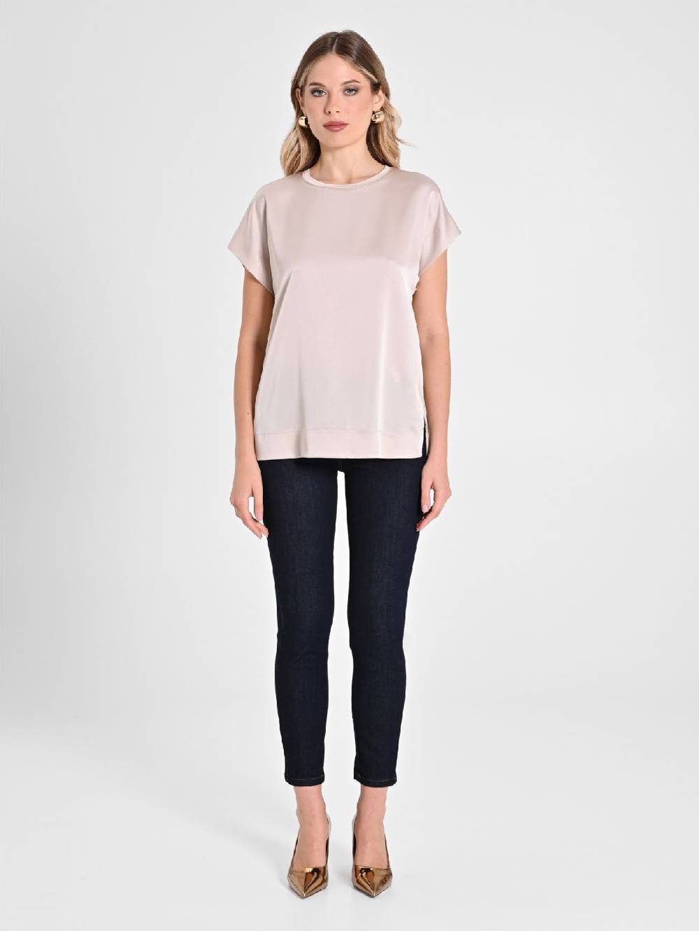 Rinascimento Blusa Envers Satin Beige Online Outlet