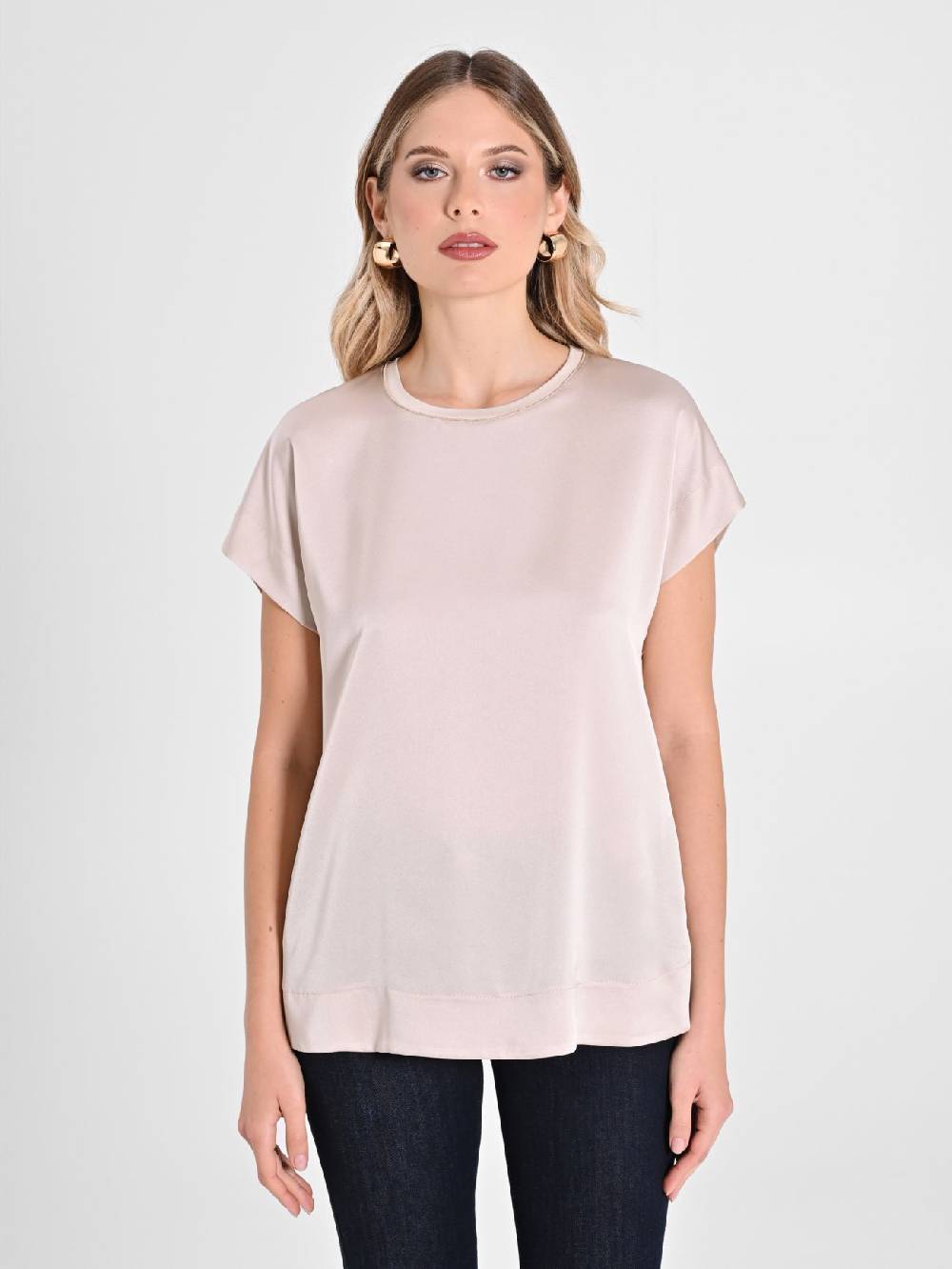 Rinascimento Blusa Envers Satin Beige Online Outlet