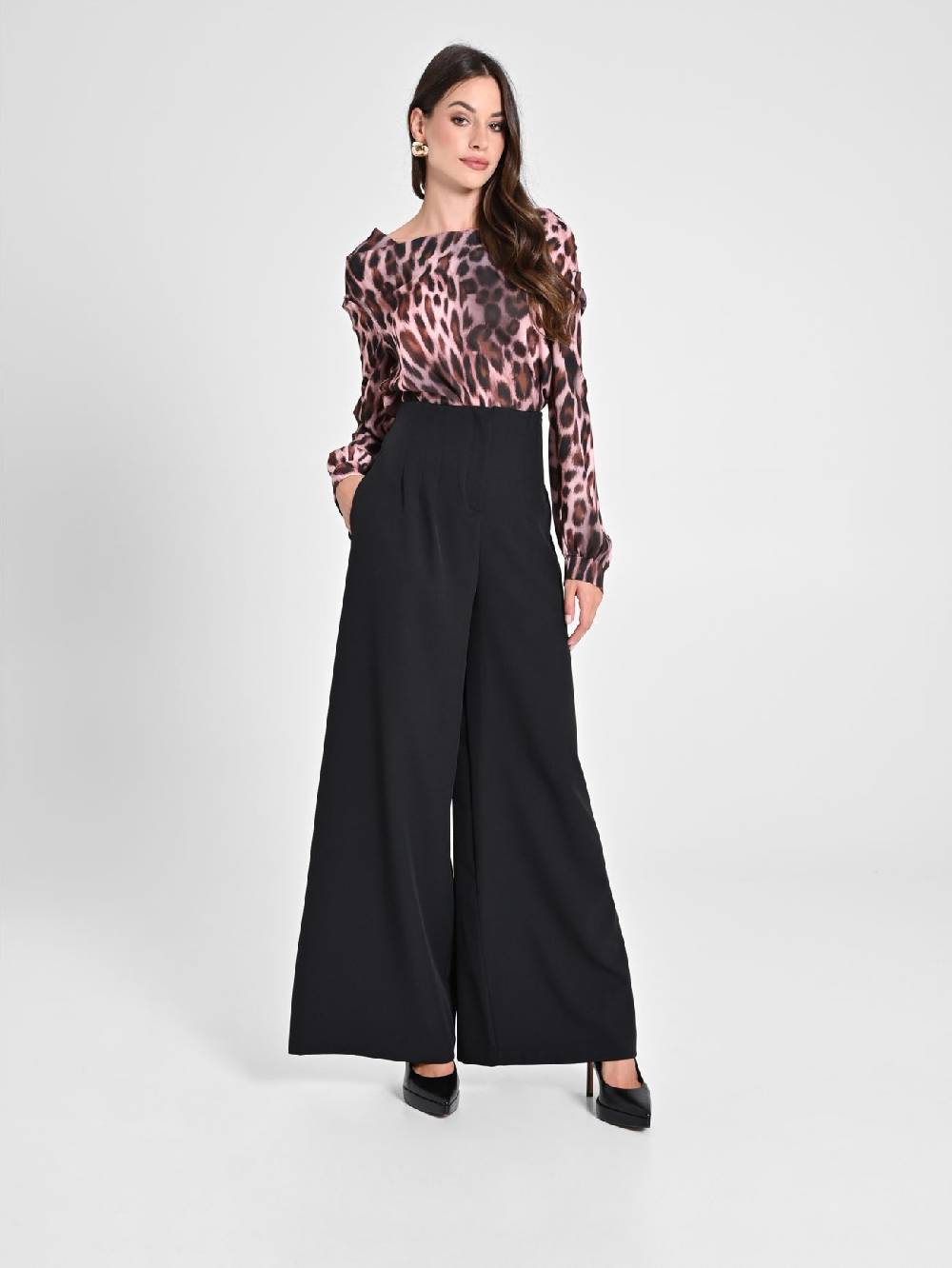Rinascimento Pantaloni Wide Leg Neri Sconti VIP
