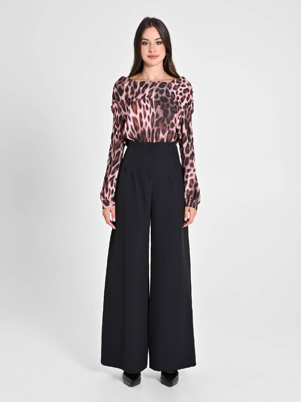 Rinascimento Pantaloni Wide Leg Neri Sconti VIP