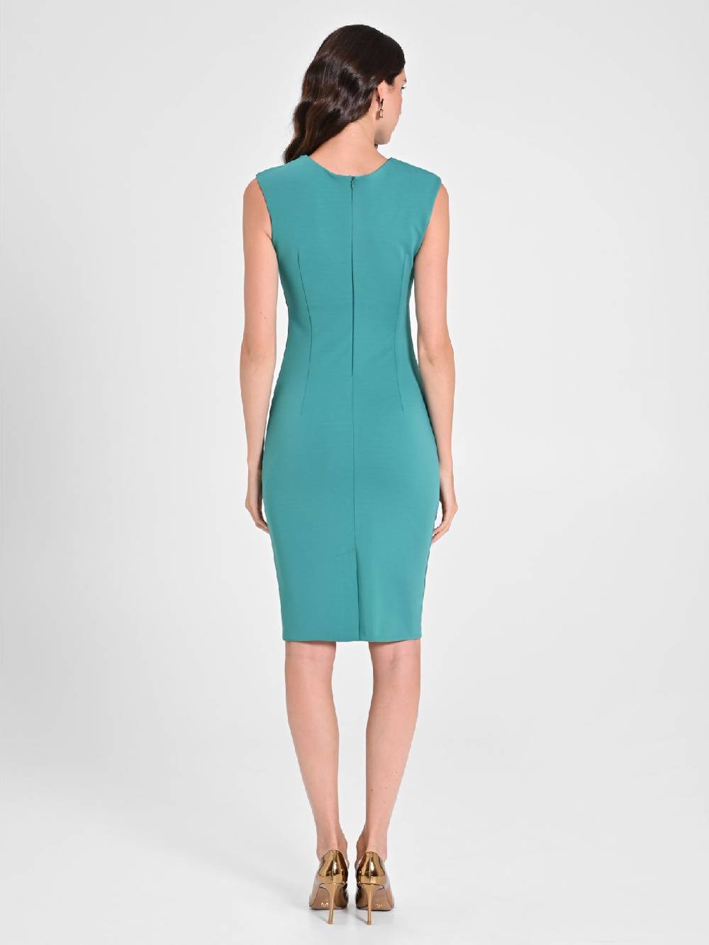 Rinascimento Tubino Drappeggiato Verde Giada Fino al 55% di sconto