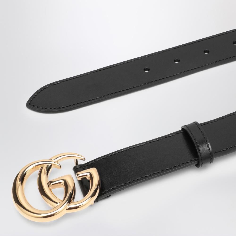 GUCCI Cintura nera con fibbia Doppia GG Prezzo Ridotto