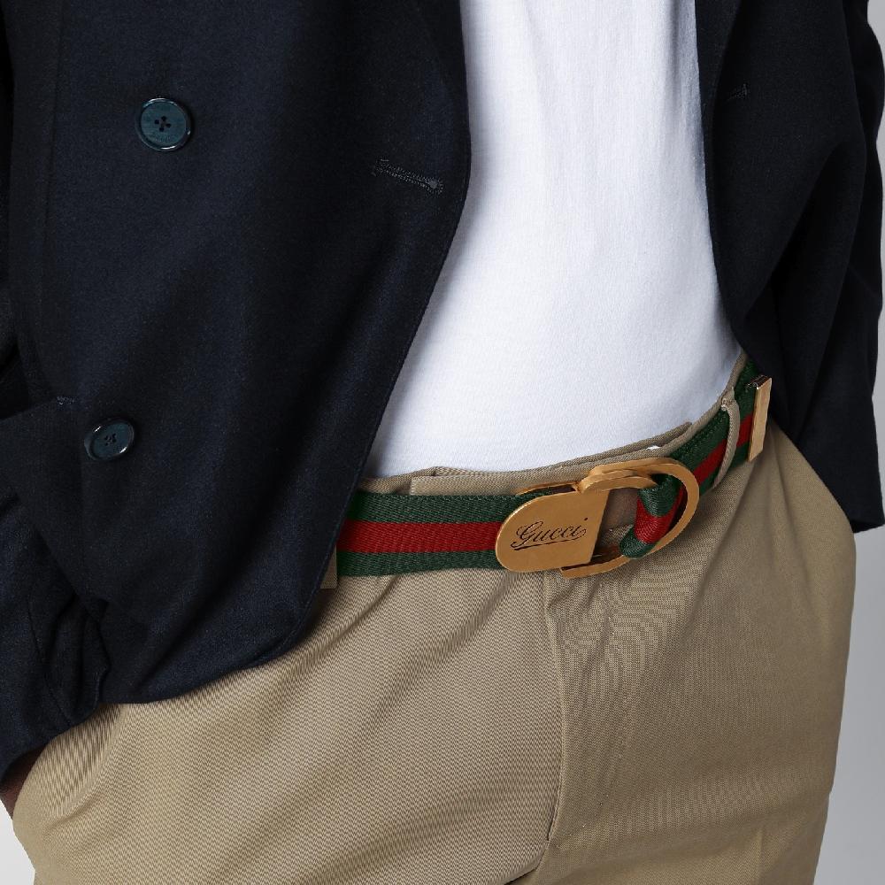 GUCCI Cintura con motivo Web e fibbia con logo Presa