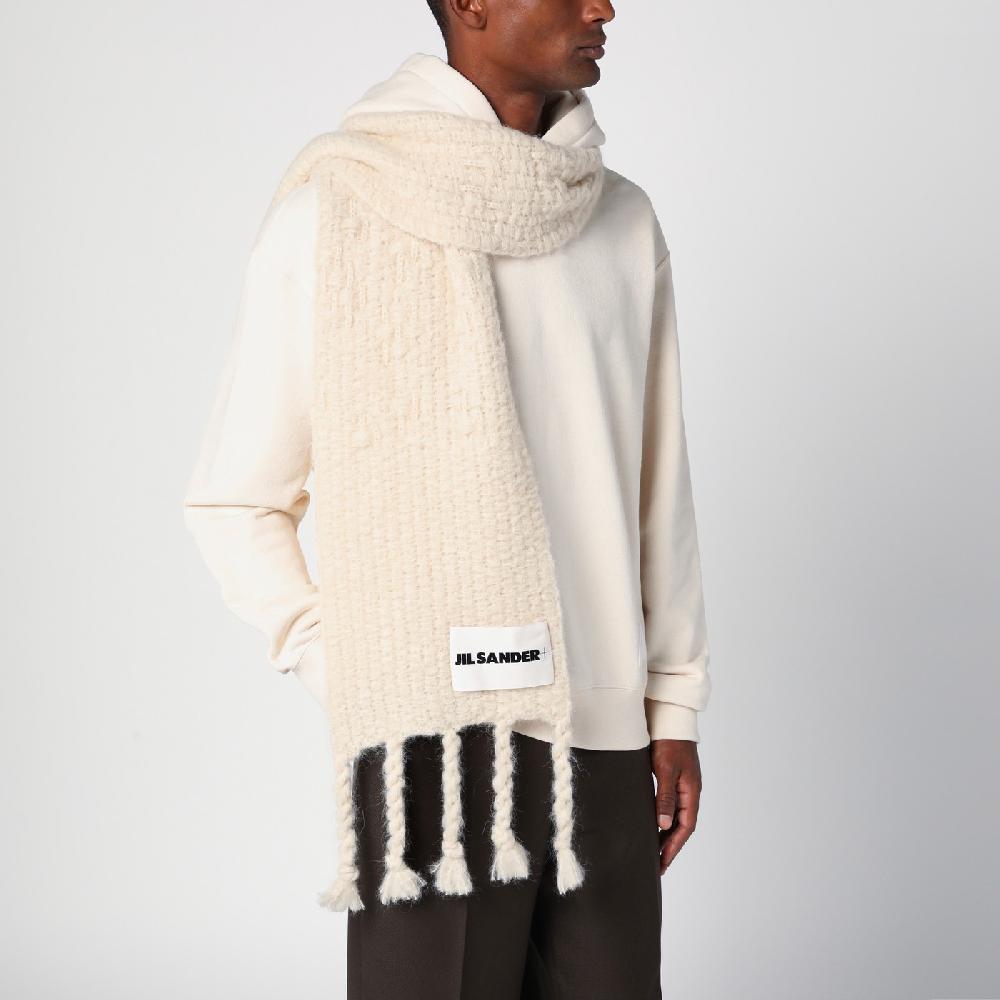 Jil Sander Sciarpa avorio in misto mohair Saldi