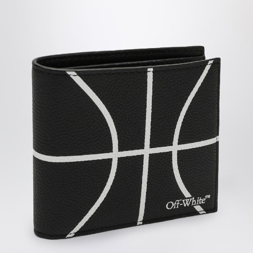 Off-Whiteu2122 Portafoglio bi-fold basketball nero in pelle Vendita Calda