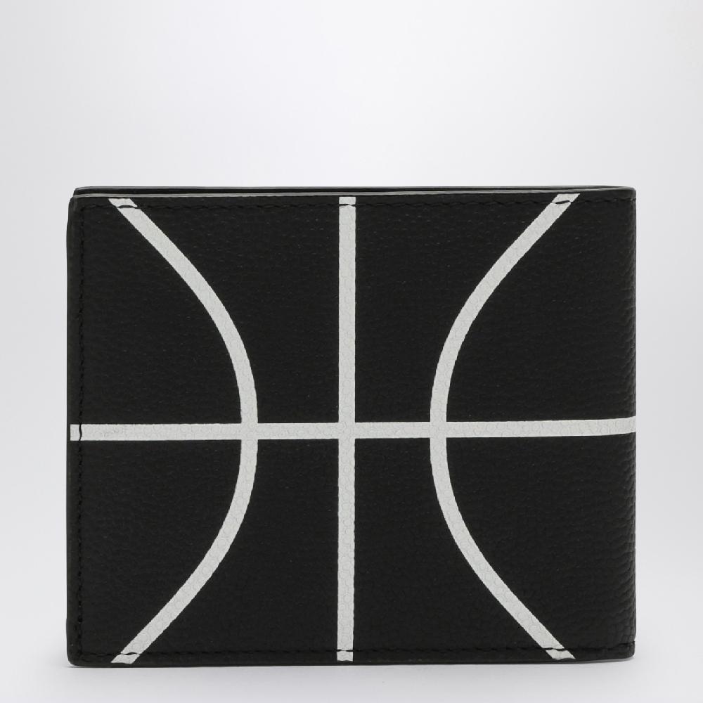 Off-Whiteu2122 Portafoglio bi-fold basketball nero in pelle Vendita Calda