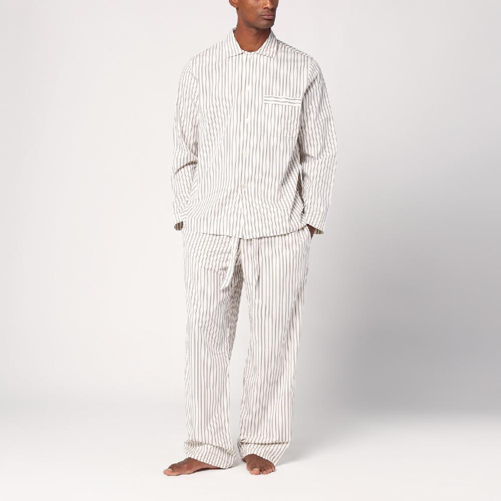 Tekla Camicia pigiama beige a righe Nuova