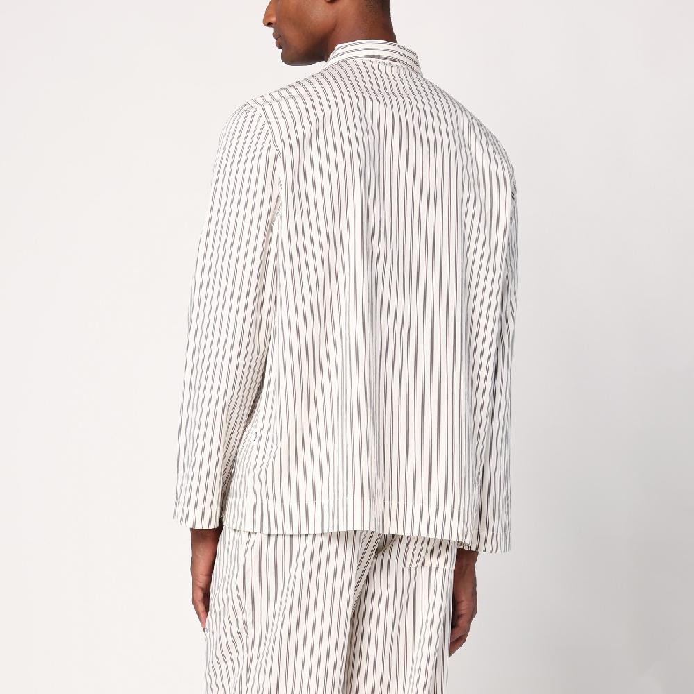 Tekla Camicia pigiama beige a righe Nuova