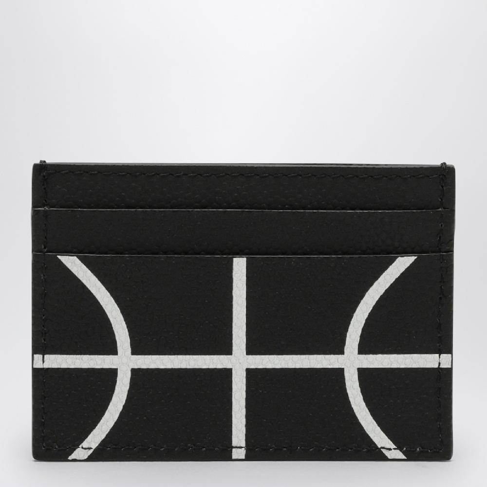 Off-Whiteu2122 Portacarte basket nero in pelle Italy