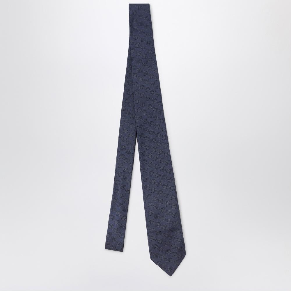 Balenciaga Cravatta sky blu con stampa BB In Linea