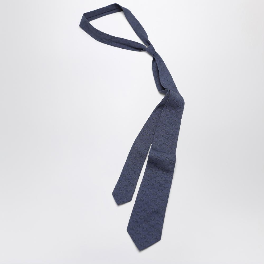 Balenciaga Cravatta sky blu con stampa BB In Linea