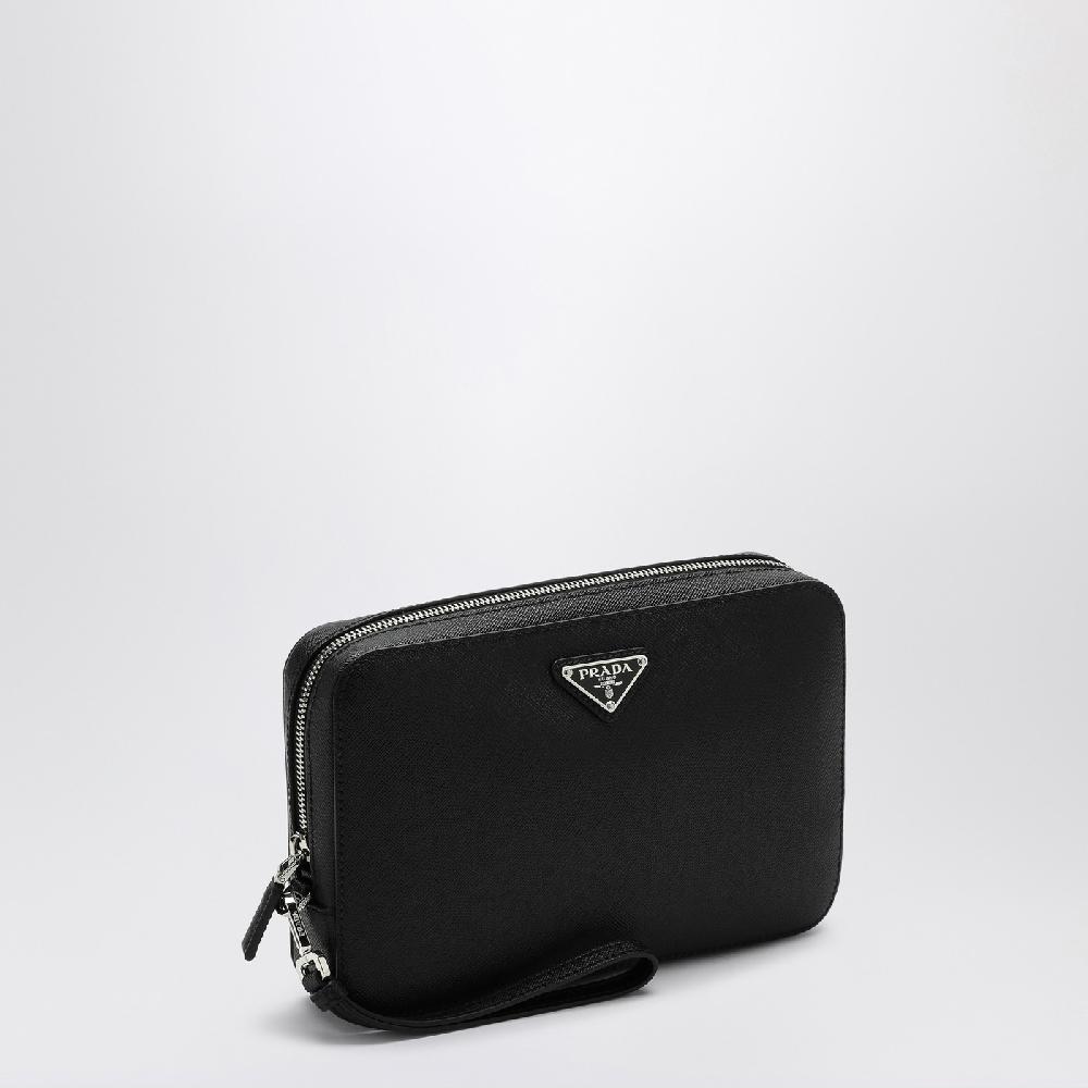 Prada Pouch nera in pelle Saffiano Promozione