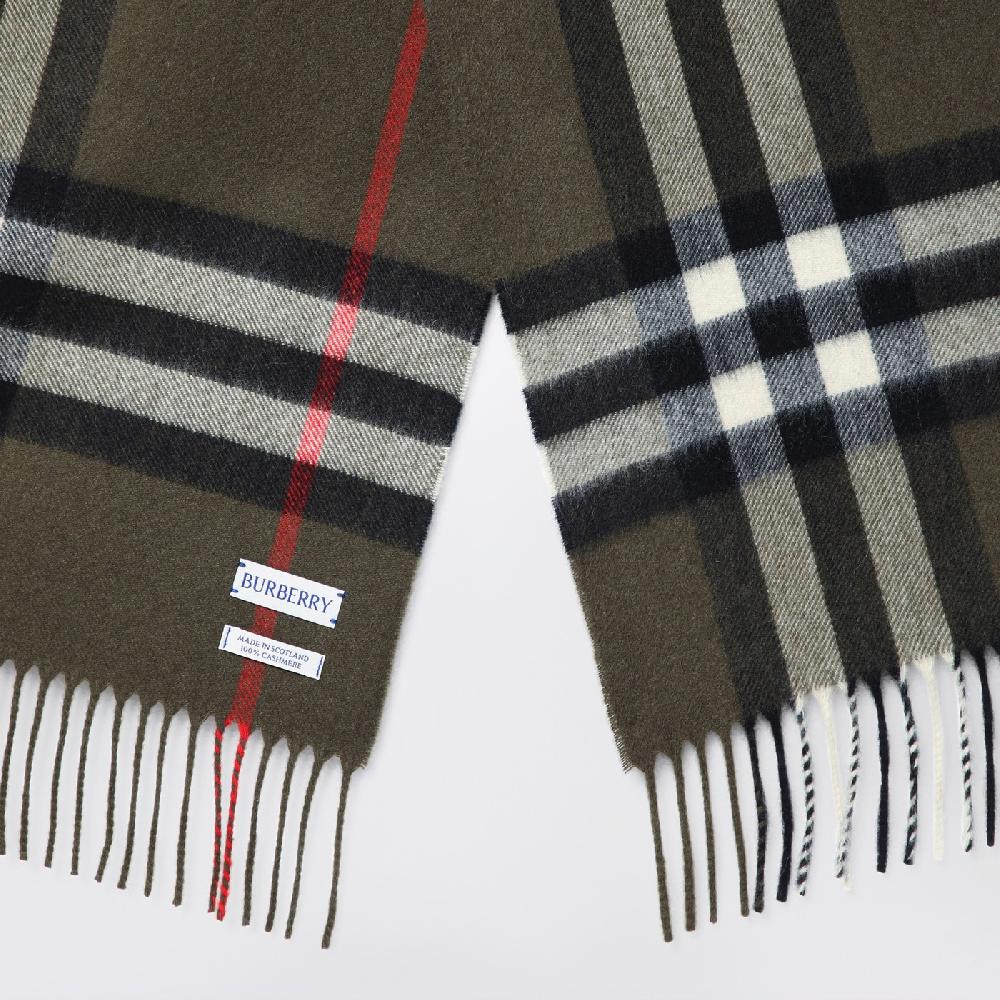 Burberry Sciarpa verde scura motivo Check in cashmere Spedizione Gratuita