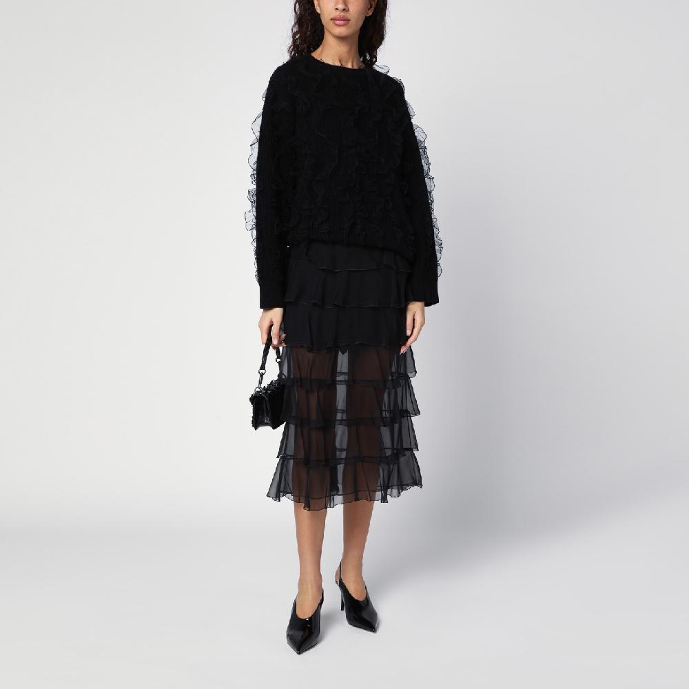 Valentino Garavani Maglione nero con ruches Sottocosto