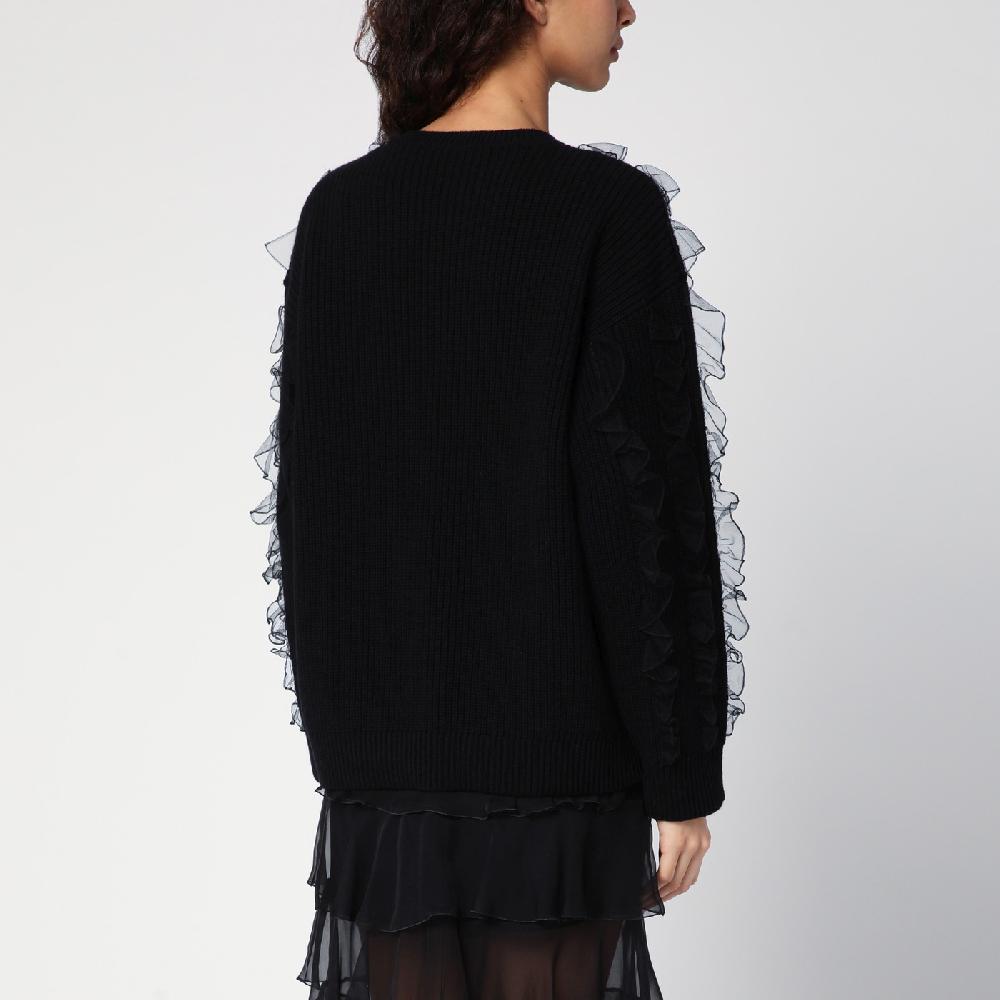 Valentino Garavani Maglione nero con ruches Sottocosto