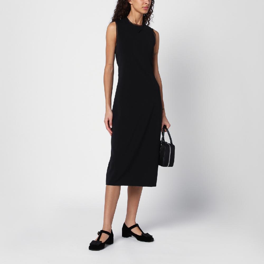 Prada Abito midi nero con dettagli in pizzo Presa