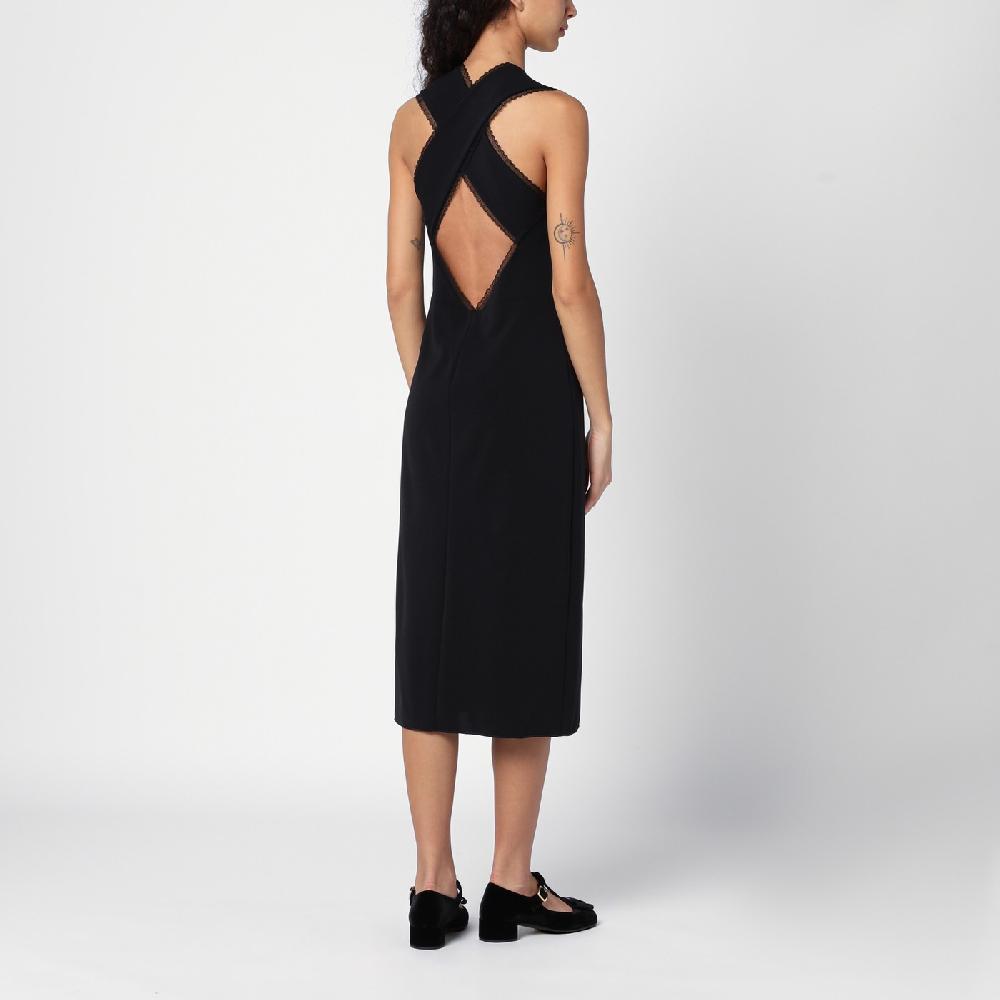 Prada Abito midi nero con dettagli in pizzo Presa