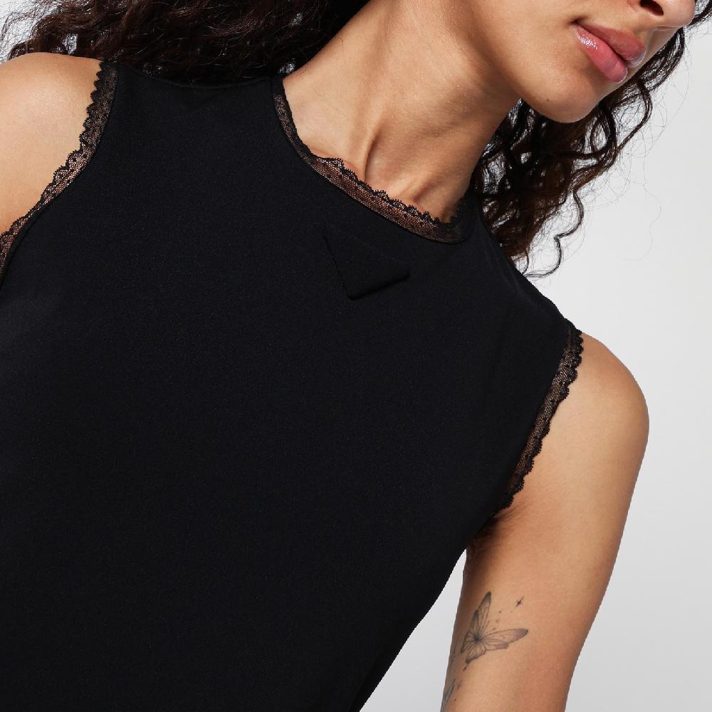 Prada Abito midi nero con dettagli in pizzo Presa