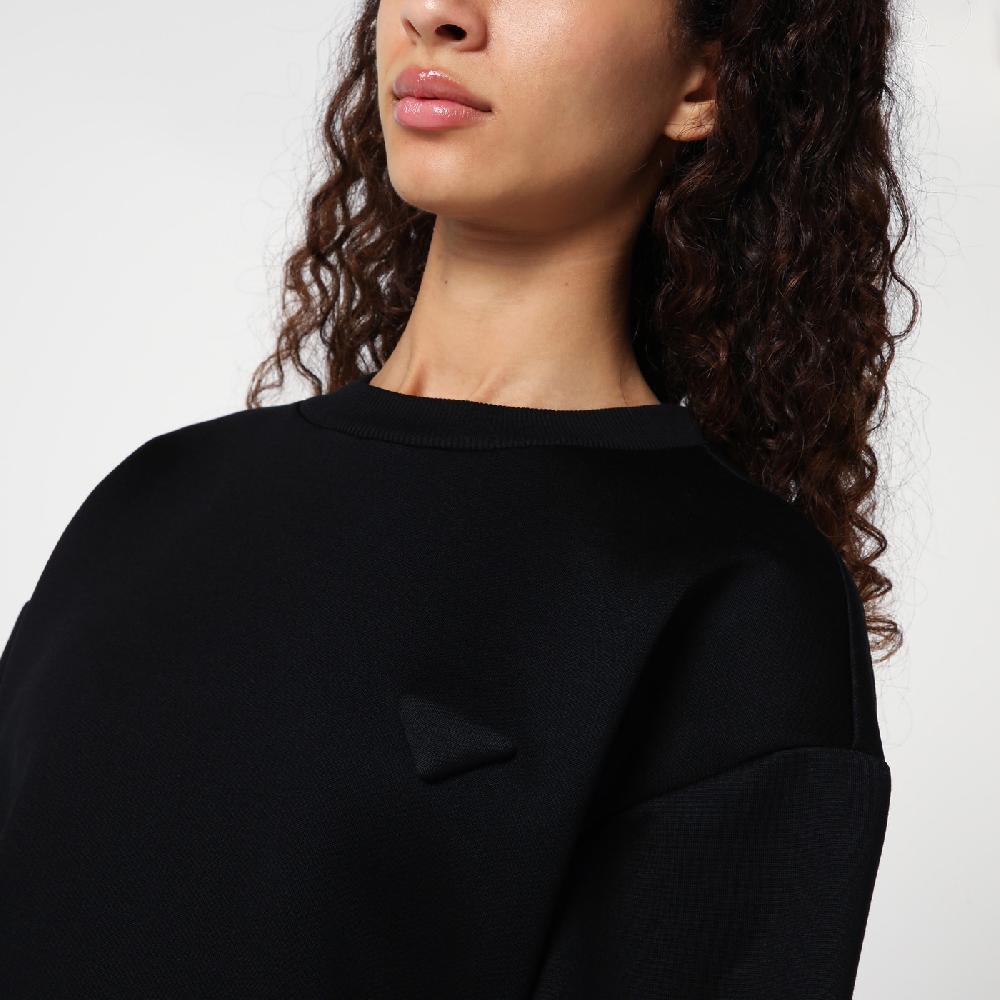 Prada Abito corto nero in felpa con triangolo logo Sconto