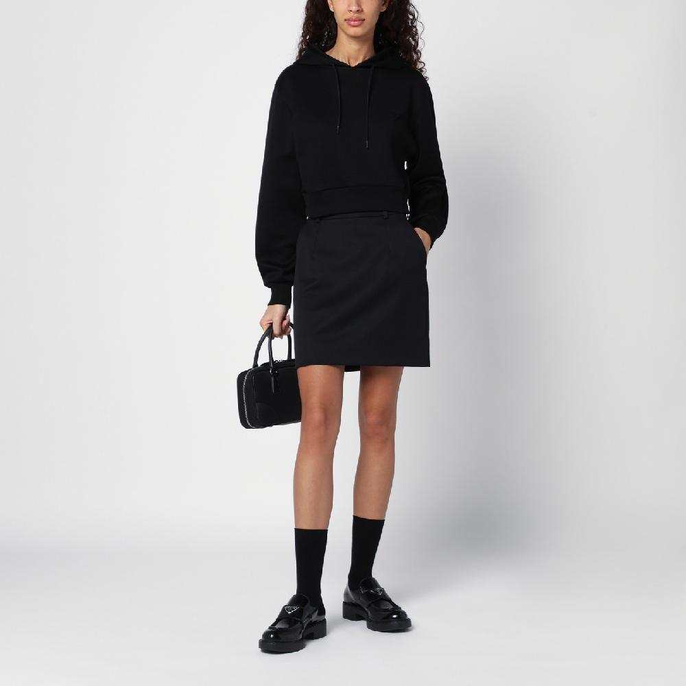 Prada Felpa con cappuccio nera con triangolo logo Economico