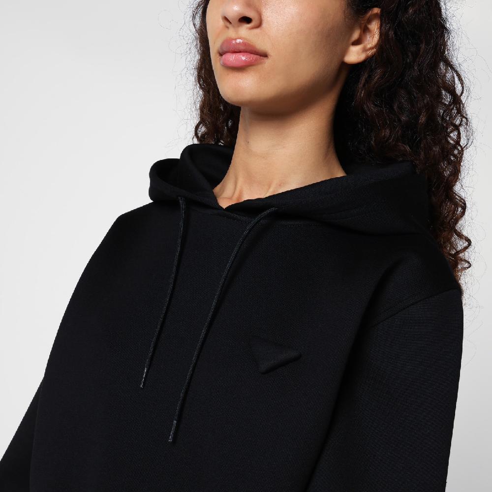 Prada Felpa con cappuccio nera con triangolo logo Economico