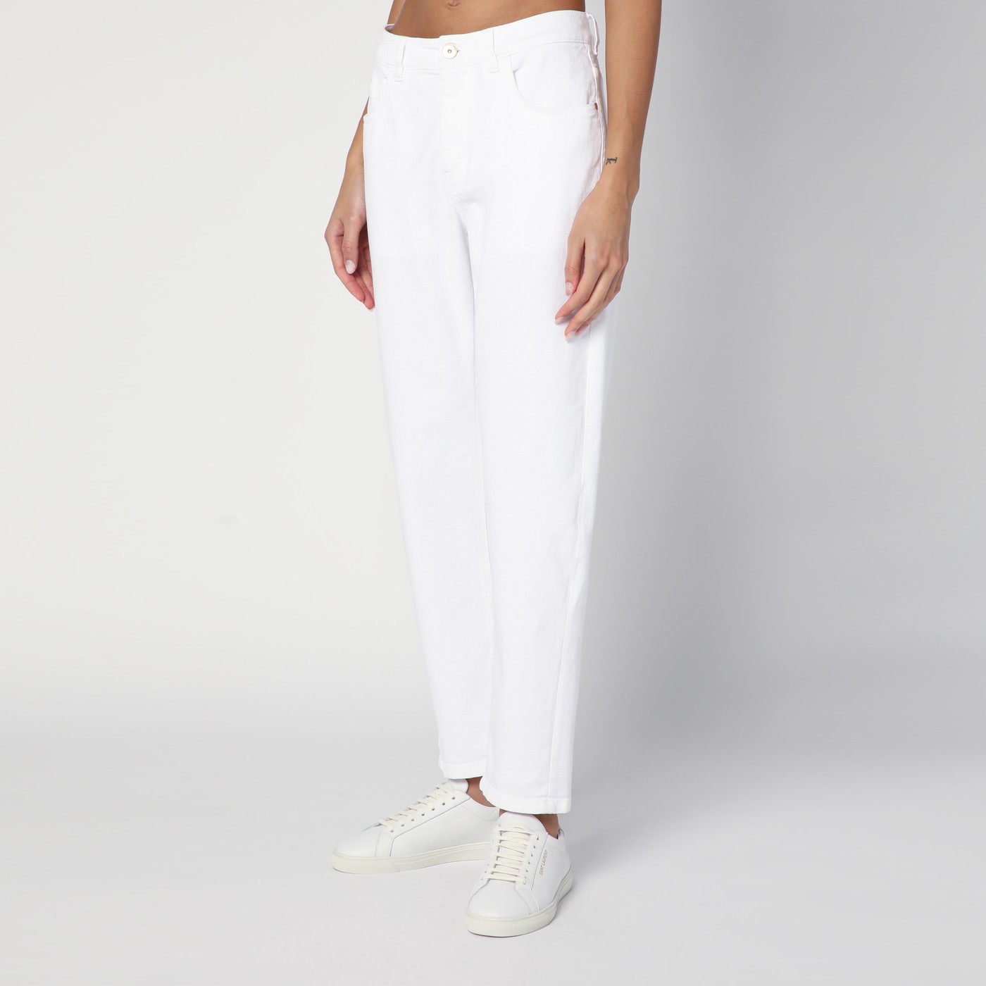 Brunello Cucinelli Pantalone bianco in cotone Outlet