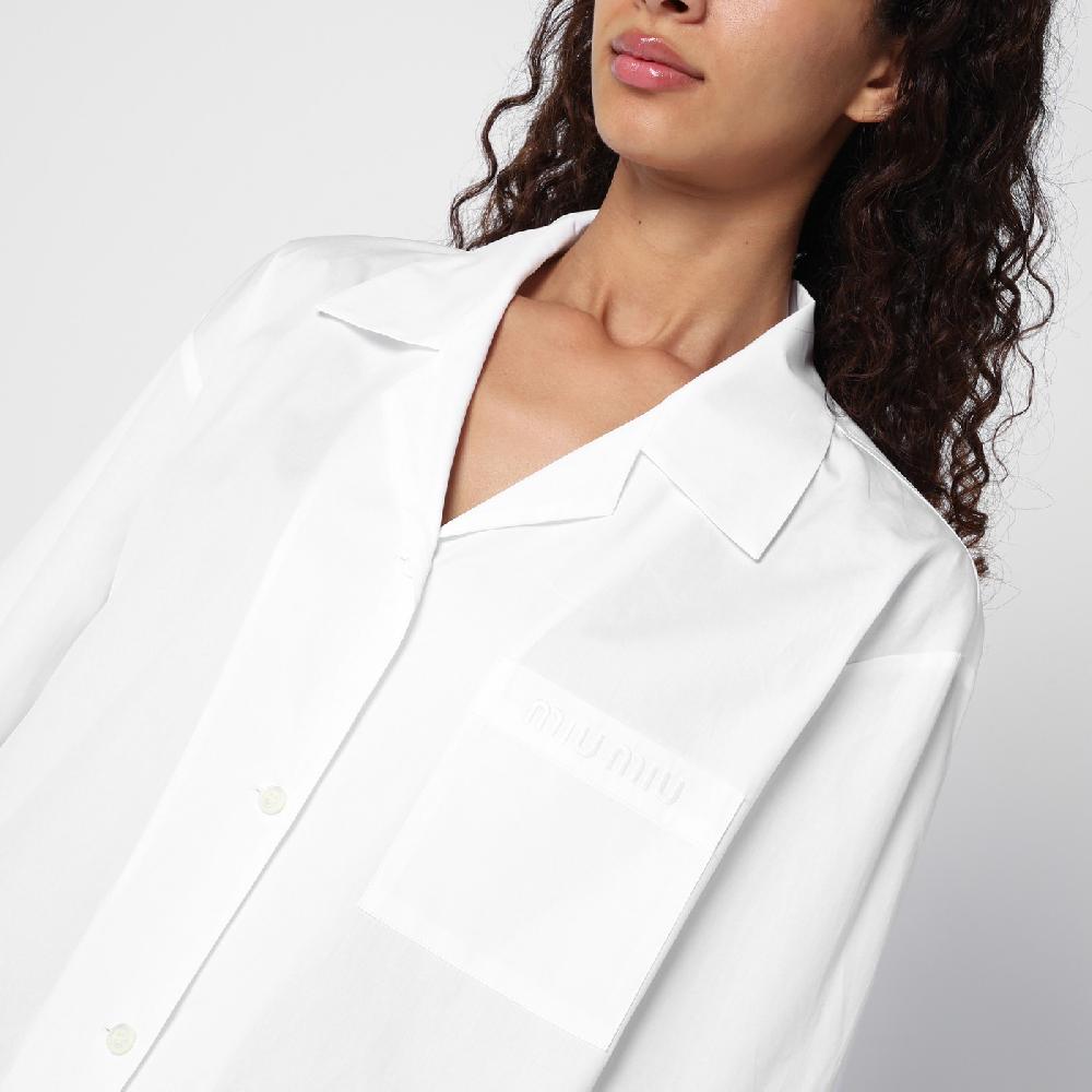 Miu Miu Camicia bianca in popeline con tasche In Vendita