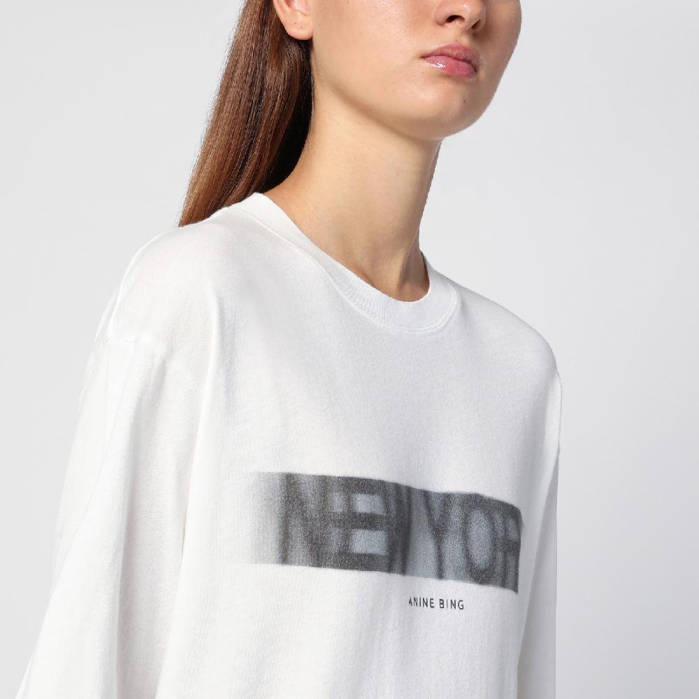ANINE BING T-shirt over New York avorio Vendita Economica