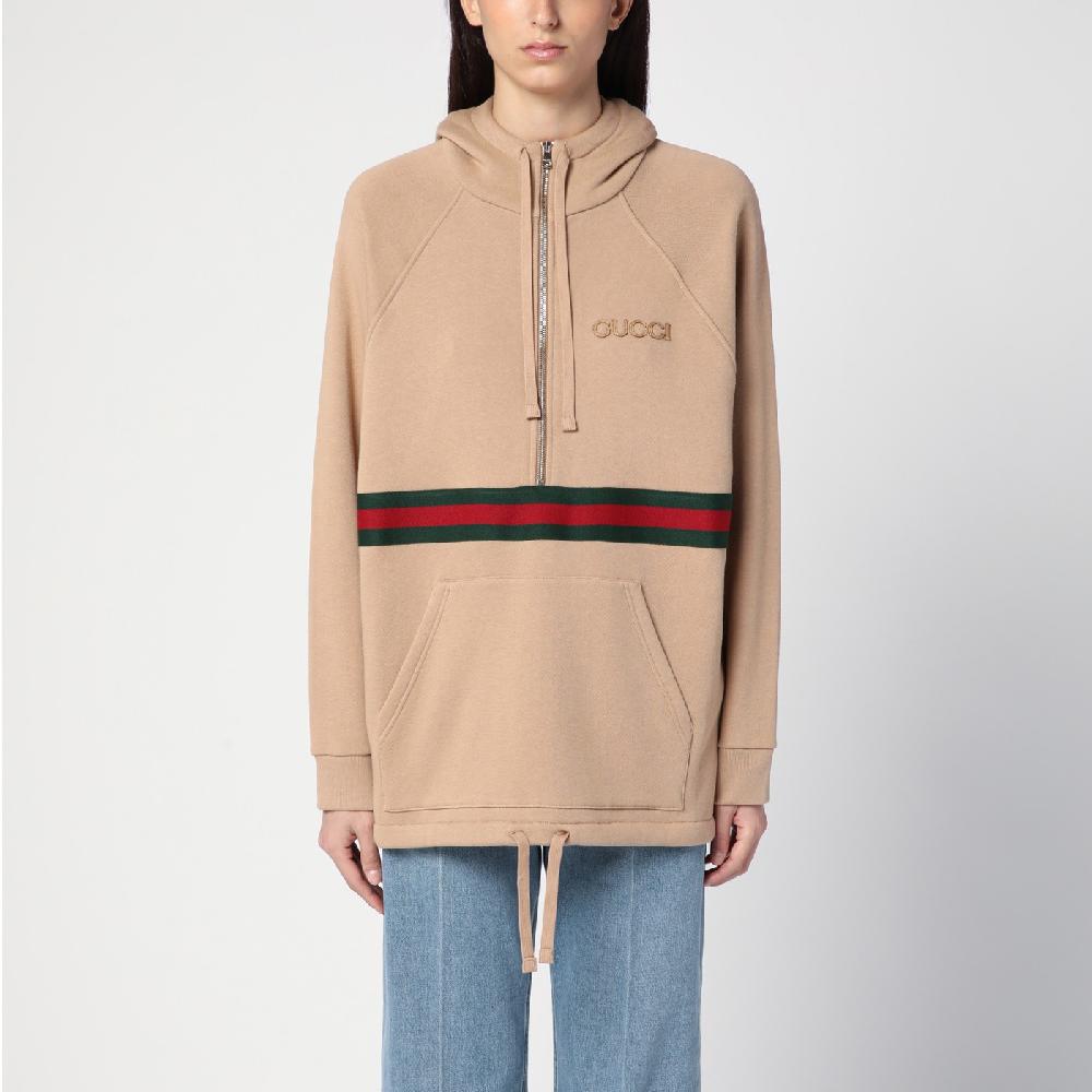 GUCCI Felpa beige con nastro Web Moda