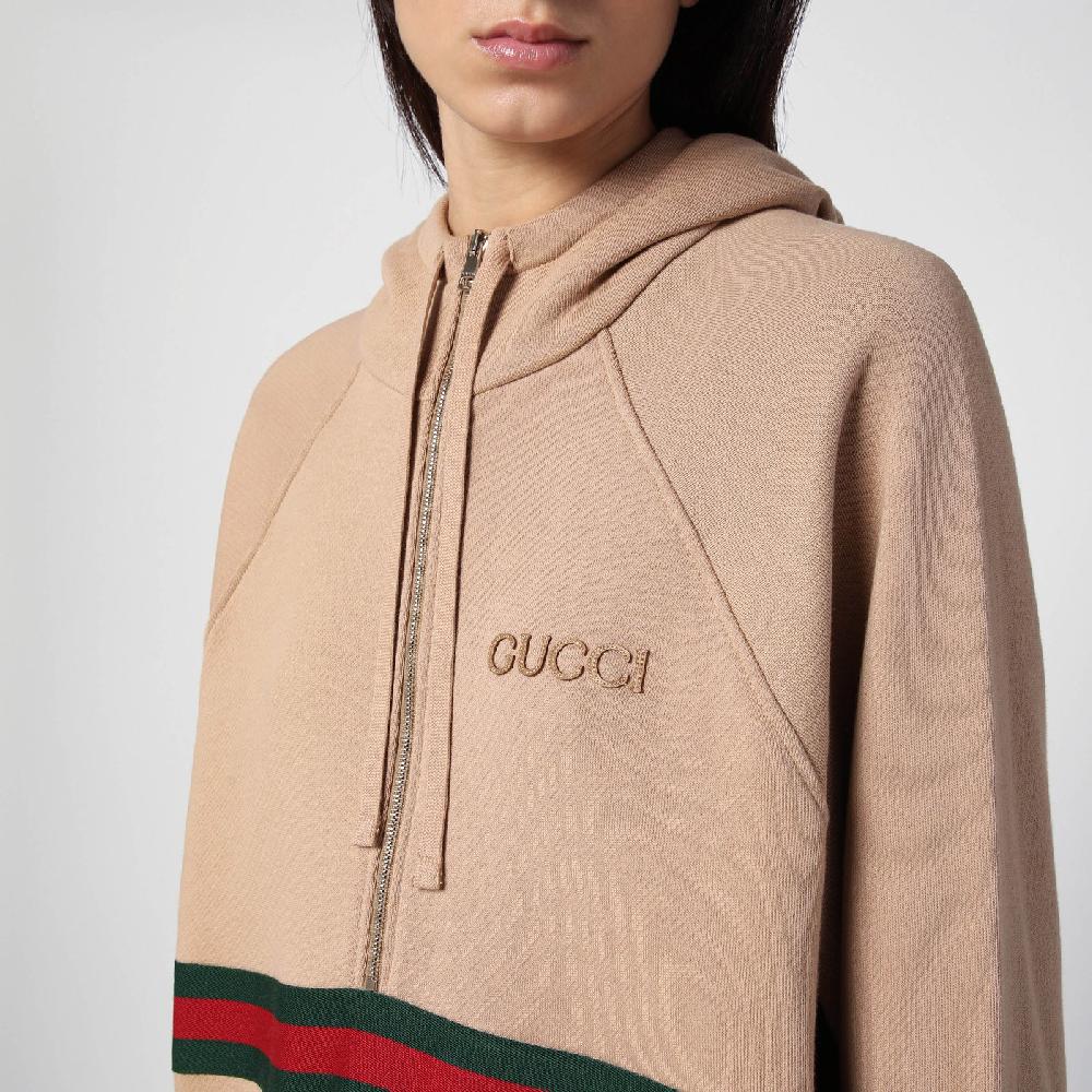 GUCCI Felpa beige con nastro Web Moda