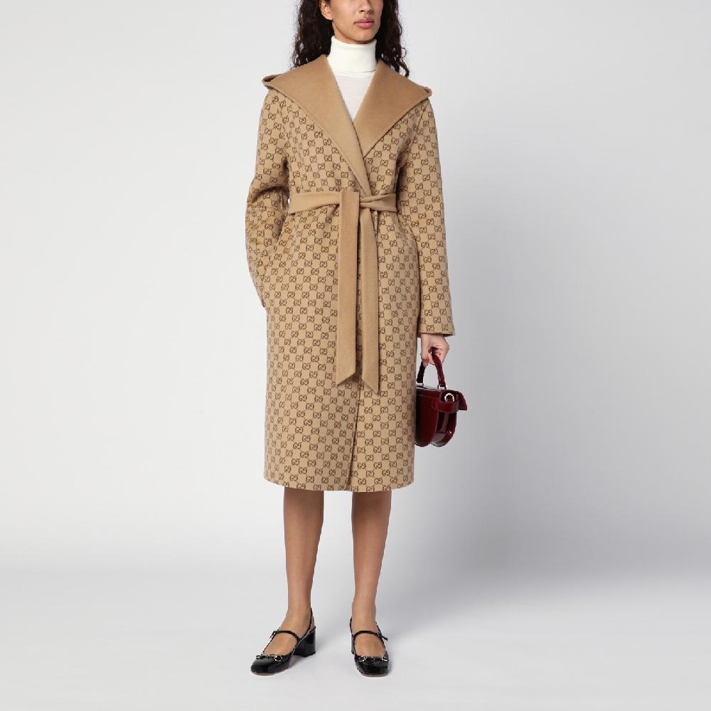 GUCCI Cappotto con cintura reversibile beige Italia