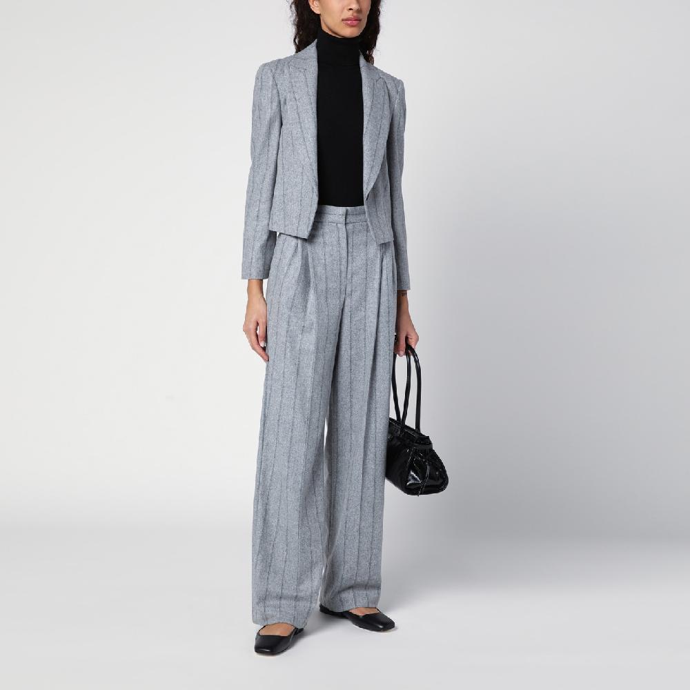 Brunello Cucinelli Pantalone ampio grigio chiaro rigato Qualità