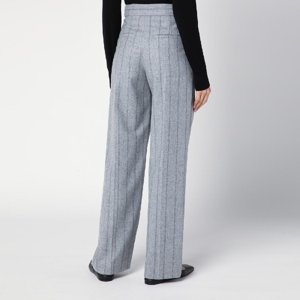 Brunello Cucinelli Pantalone ampio grigio chiaro rigato Qualità