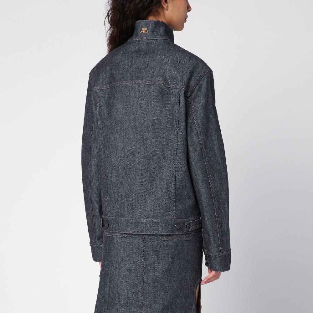 Courru00e8ges Giacca asimmetrica grigia scura in denim Spedizione Gratuita