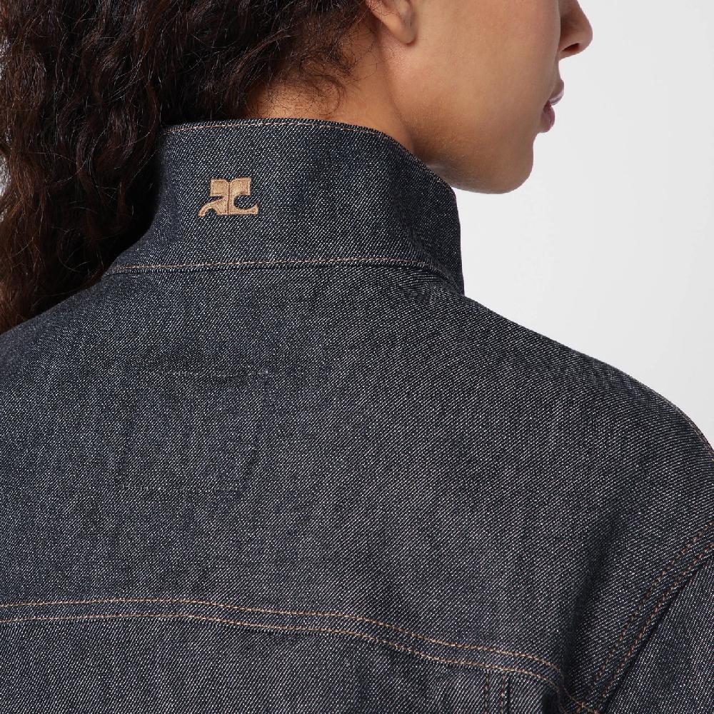 Courru00e8ges Giacca asimmetrica grigia scura in denim Spedizione Gratuita