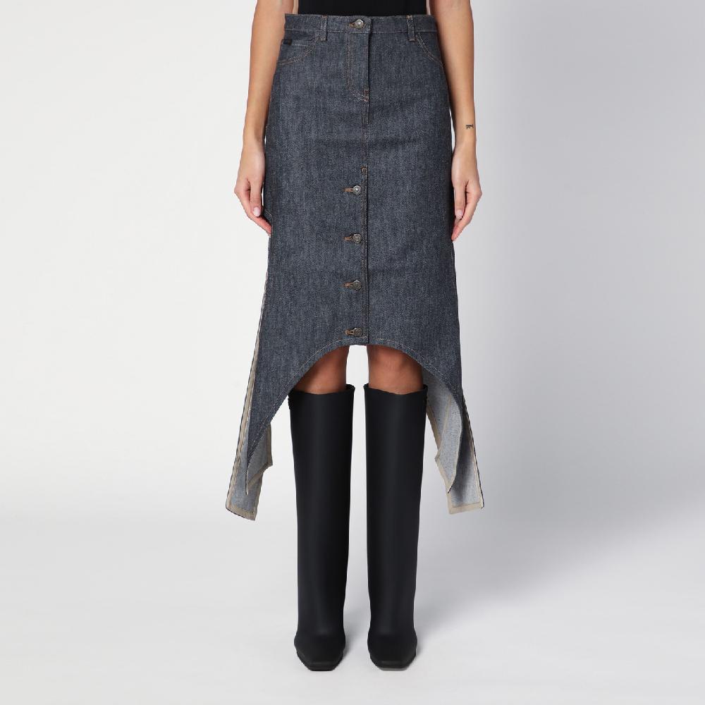 Courru00e8ges Gonna grigia scura in denim Pezzi Unici