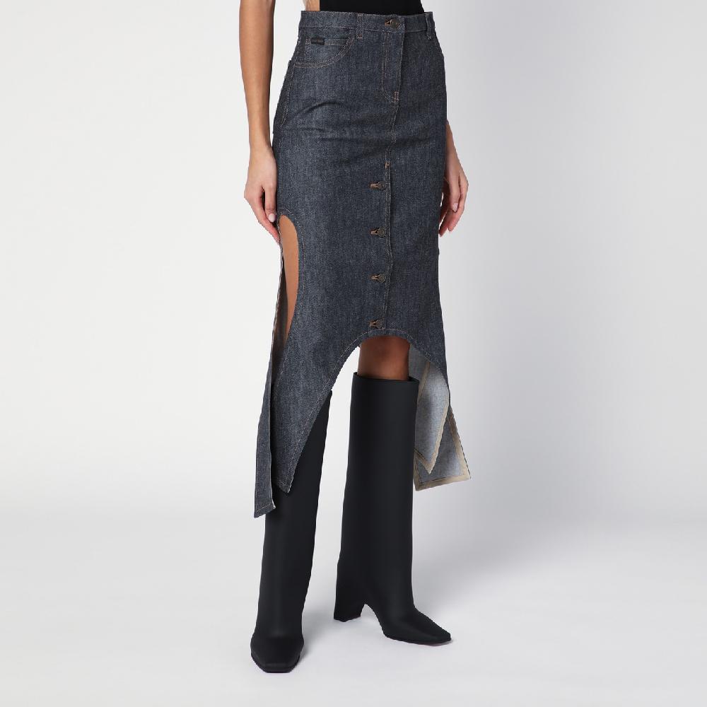 Courru00e8ges Gonna grigia scura in denim Pezzi Unici